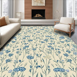 Azure Meadow Beige Floral Woven Style Area(Beige)