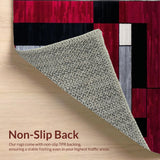 Artisan Carved Rug Premium Garnet Silver Noir Abstract Geometric Design(Red)