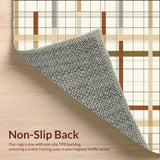 Abstract Geometric Area with Neutral Checkerboard and Linear Accents(Beige)