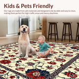 Non Slip Beige Runner Floral Kitchen Area Long Hallway(Beige)