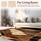 Modern Abstract Area Rug Chocolate Brown with Gold Accents(Brown)