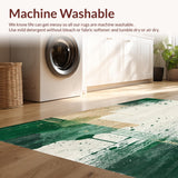 Contemporary Beige and Dark Green Splatter(Beige)