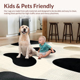 Modern Abstract Wavy Area Chic Beige Black Contour(Beige)