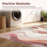 Modern Swirl with Dusty Pink and Mauve Gradient Geometric Waves(Beige)