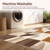 Modern Geometric Area Brown & Beige Contour Cut(Beige)
