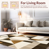 Modern Geometric Durable Non Slip Contemporary Area(Beige)