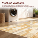Abstract Checkered Weave Area – Warm Beige Textured(Beige)