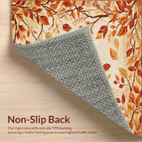 Fallen Leaves Circular Area in Earthy Shades and Floral(Beige)