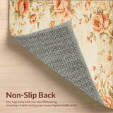 Vintage Beige Distressed Floral Accent(Beige)