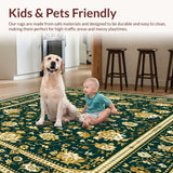 Classic Floral Area Non Slip Graceful Aesthetic(Green)
