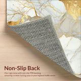 Marble Veins Beige & Gold Contemporary Area Chic Decor(White)