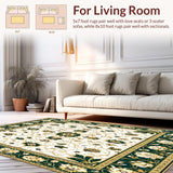 Elegant Floral Area with Green and Gold Accents for Classic Decor(Green)