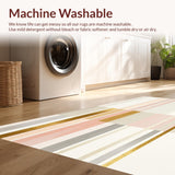 Mid Century Rainbow Stripes Area with Subtle Gradient and Abstract Bands(Beige)