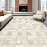 Modern Geometric Area Stylish Checkered Design and Durable(Beige)