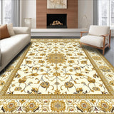 Elegant Floral Area Featuring Gold and Ivory Beige Accents(Beige)
