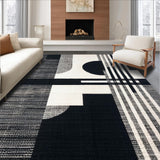 Modern Stripe Symphony Black and White Geometric Patterned(Black)