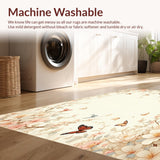 Graceful Beige Butterfly Bloom Area Floral Petal Design(Beige)