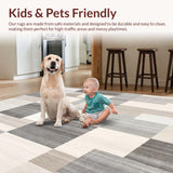 Minimalist Blocks Modern Abstract Low Pile Non Slip Area(Gray)