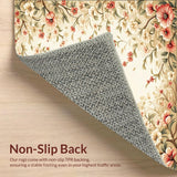 Beige Floral Decor Low Pile Spring Bloom Design(Beige)