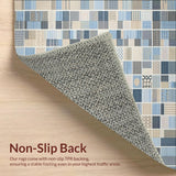 Modern Patchwork Area Geometric Design Beige Blue(Blue)