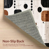 Contemporary Mocha Hues Area with Distinctive Abstract Print(White)