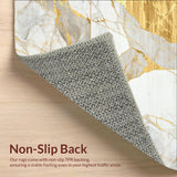 Mirage Beige Gold Abstract Geometric Marble Motif Area(White)