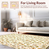 Modern Oval Beige Area with Khaki Floral Geometry and Subtle Boho Touches(Beige)