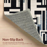 Art Deco Revival Black and White Stripe Woven Floor(Black)