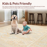 Small Entryway Non Slip Backing Boho Accent Floor Cover Distressed(Beige)
