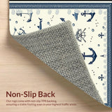 Maritime Voyage Decorative Carpet with Anchor Design for Indoor Spaces(Blue)