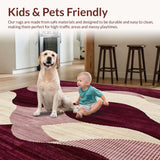 Modern Abstract Area Featuring Intricate Burgundy Wave(Purple)