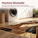 Modern Abstract Area Rug Chocolate Brown with Gold Accents(Brown)