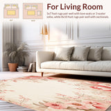 Artistic Floral Area in Blush Pink and Deep Beige Hues(Beige)