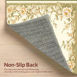Elegant Garden Floral Area Indoor Entrance Mat Non Slip Hallway Runner(Beige)