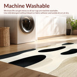 Modern Abstract Wavy Area Chic Beige Black Contour(Beige)