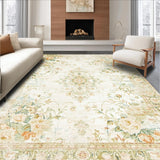 Elegant Vintage Inspired Area with Distressed Floral Motifs(Beige)