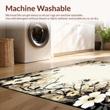 Stylish Area Monochrome Beige & Black Floral Burst(Beige)