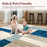 Artisan Tufted with Abstract Beige and Blue Color Blocks(Gray)