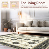 Abstract Cross Design Area with Beige and Charcoal(Beige)