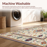 Boho Chic Cream with Geometric Accents(Beige)