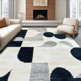 Abstract Geometric Ivory Black High Traffic(Beige)