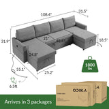 ODIKA Sleeper Sofa Additional Chaise – Chaise for Upgrading Your Existing L - ODIKA