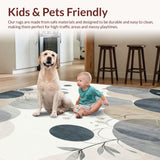 Contemporary Beige and Smoke Area with Abstract Floral Medallion Design(Gray)