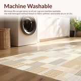 Abstract Checkered Area Non Slip Weave(Beige)