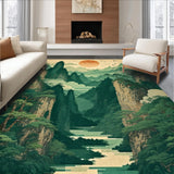 Charming Playful Scenic Print(Green)