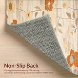 Chic Low Pile Area Featuring Abstract Floral Motifs in Warm Tones(Beige)
