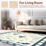 Marine Life Inspired Area Rug with Nautical Ropes and Sailboat Silhouettes(Beige)