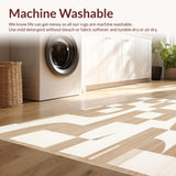 Modern Shag Area with Abstract Shapes for Playful Home Interiors(Beige)
