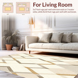 Boho Beige Harmony Geometric Diamond Patterned for Living Area(Beige)