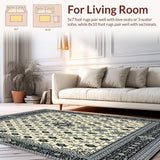 Modern Cross Medallion with Charcoal and Cream Tones(Ivory)